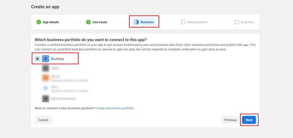 3rd step - create an app