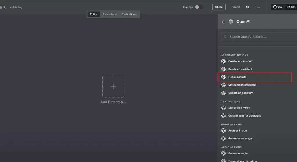 list assistants - n8n tutorial