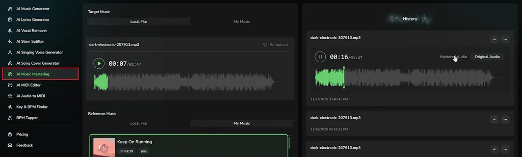 ai music mastering half