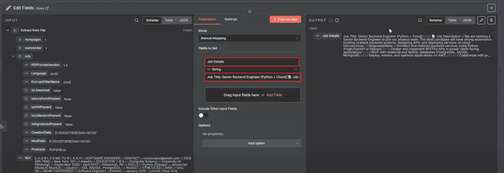 edit fields parameters