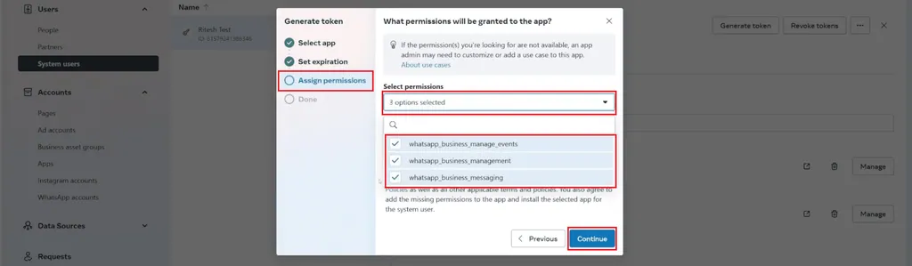 3. assign permission