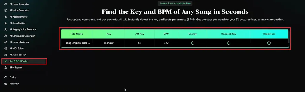 KEY AND BPM FINDER